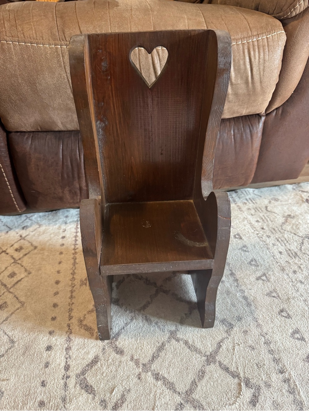 Wooden heart doll chair
